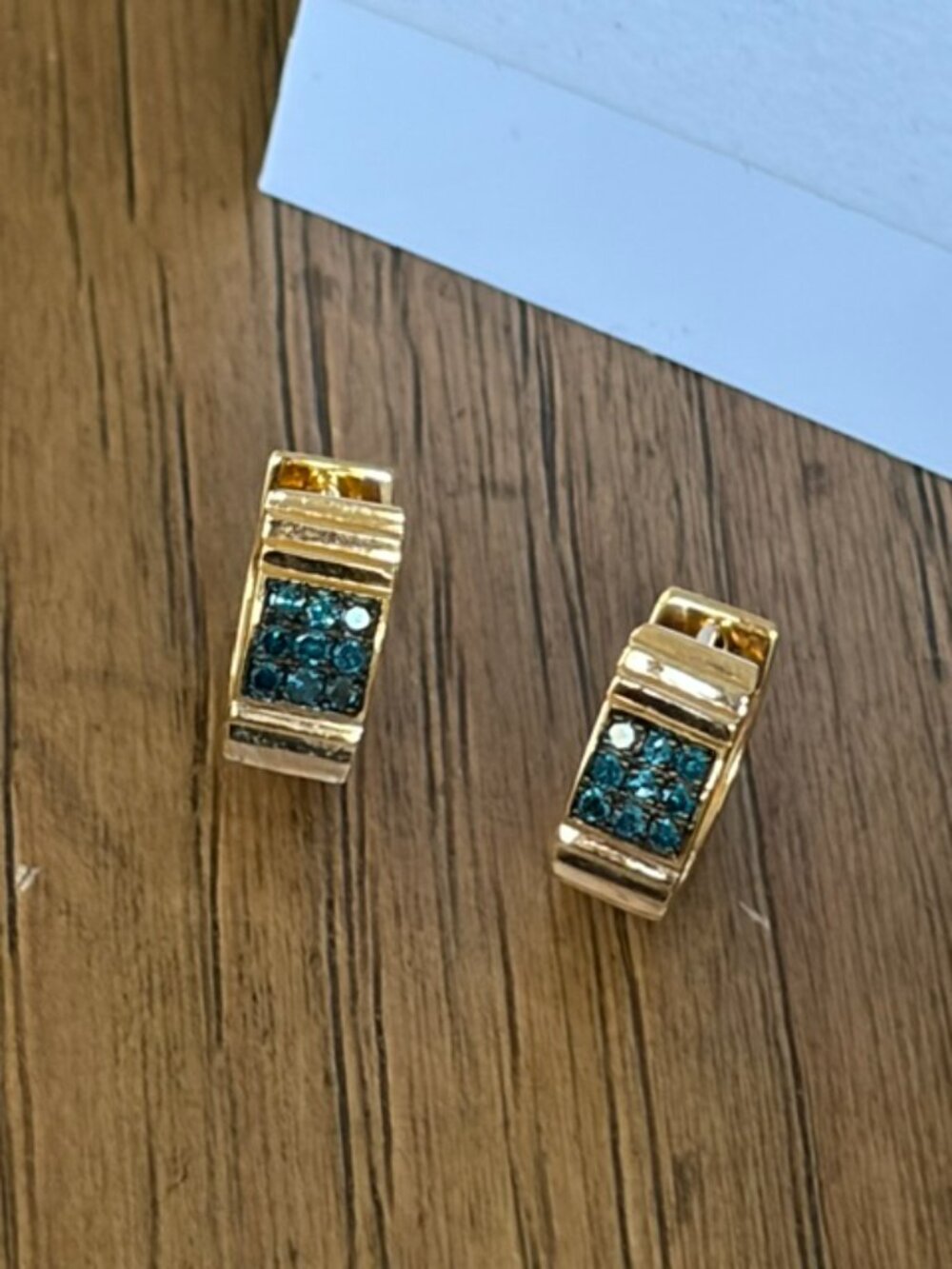 Rarities Carol Brodie Genuine BLUE Diamond Hugger Hoop Earrings NWT - Picture 9 of 16